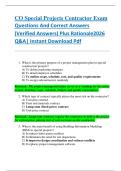 CO Special Projects Contractor Exam  Questions And Correct Answers  &lpar;Verified Answers&rpar; Plus Rationale2026  Q&A&vert; Instant Download Pdf 