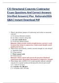 CO Structural Concrete Contractor  Exam Questions And Correct Answers   &lpar;Verified Answers&rpar; Plus  Rationale2026  Q&A&vert; Instant Download Pdf