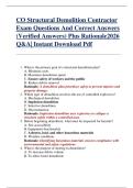 CO Structural Demolition Contractor  Exam Questions And Correct Answers  &lpar;Verified Answers&rpar; Plus Rationale2026  Q&A&vert; Instant Download Pdf 