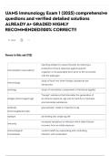 UAMS Immunology Exam 1 &lpar;2025&rpar; comprehensive questions and verified detailed solutions ALREADY A&plus; GRADED HIGHLY RECOMMENDED&vert;100&percnt; CORRECT&excl;&excl;