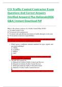 CO Traffic Control Contractor Exam  Questions And Correct Answers  &lpar;Verified Answers&rpar; Plus Rationale2026  Q&A&vert; Instant Download Pdf  