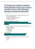 CO Wastewater Systems Contractor  Exam Questions And Correct Answers  &lpar;Verified Answers&rpar; Plus Rationales  2026 Q&A &vert; Instant Download Pdf