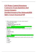 CO Water Control Structures  Contractor Exam Questions And  Correct Answers   &lpar;Verified Answers&rpar; Plus Rationale2026  Q&A&vert; Instant Download Pdf