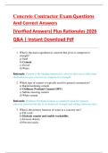 Concrete Contractor Exam Questions  And Correct Answers   &lpar;Verified Answers&rpar; Plus Rationales 2026   Q&A &vert; Instant Download Pdf