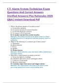 CT Alarm System Technician Exam  Questions And Correct Answers  &lpar;Verified Answers&rpar; Plus Rationales 2026  Q&A&vert; Instant Download Pdf 