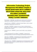 Information Technology Project Management 9th Edition Chapter 2 EXAM QUESTIONS WITH CORRECT SOLUTIONS UPDATED 2025&sol;2026 SYLLABUS &vert;&vert;ALREADY GRADED&vert;&vert;100&percnt; GUARANTEED PASS&vert;&vert;<LATEST VERSION>