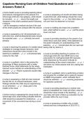 Capstone Nursing Care of Children Test Questions and Answers Rated A