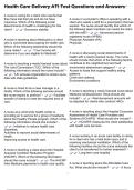 Health Care Delivery ATI Test Questions and Answers