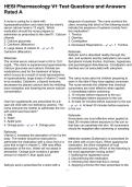 HESI Pharmacology V1 Test Questions and Answers Rated A