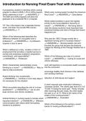 Introduction to Nursing Final Exam Test with Answers