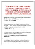 SSM TEST FINAL EXAM 2025&sol;2026  BANK ACCURATE REAL EXAM  WITH COMPLETE QUESTIONS AND  VERIFIED ANSWERS &vert; EXPERTLY  VERIFIED FOR GUARANTEED PASS 