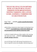 TEXAS CDL FINAL EXAM 2025&sol;2026  BANK ACCURATE REAL EXAM 2  VERSIONS WITH 400 QUESTIONS  TESTING VERSIONS AND A STUDY  GUIDE &vert; EXPERTLY VERIFIED FOR  GUARANTEED PASS 