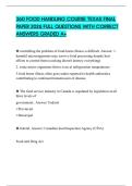 360 FOOD HANDLING COURSE TEXAS FINAL PAPER 2026 FULL QUESTIONS WITH CORRECT ANSWERS GRADED A&plus;