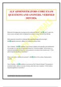 ALF ADMINISTRATORS CORE EXAM QUESTIONS AND ANSWERS&period; VERIFIED 2025&sol;2026&period;ALF ADMINISTRATORS CORE EXAM QUESTIONS AND ANSWERS&period; VERIFIED 2025&sol;2026&period;