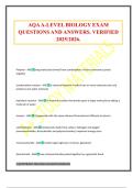 AQA A-LEVEL BIOLOGY EXAM QUESTIONS AND ANSWERS&period; VERIFIED 2025&sol;2026&period;