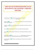 ARTS 301 FILM PHOTOGRAPHY EXAM QUESTIONS AND ANSWERS&period; VERIFIED 2025&sol;2026&period;
