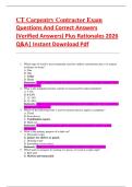 CT Carpentry Contractor Exam  Questions And Correct Answers  &lpar;Verified Answers&rpar; Plus Rationales 2026  Q&A&vert; Instant Download Pdf 