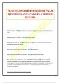 FLORIDA RESTRICTED BARBER EXAM QUESTIONS AND ANSWERS&period; VERIFIED 2025&sol;2026&period;