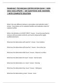 PHARMACY TECHNICIAN CERTIFICATION EXAM &vert; NEW 2025&sol;2026 UPDATE &vert; 100 QUESTIONS AND ANSWERS &vert; WITH COMPLETE SOLUTION