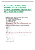 CT Concrete Contractor Exam  Questions And Correct Answers  &lpar;Verified Answers&rpar; Plus Rationales 2026  Q&A&vert; Instant Download Pdf  