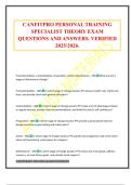 CANFITPRO PERSONAL TRAINING SPECIALIST THEORY EXAM QUESTIONS AND ANSWERS&period; VERIFIED 2025&sol;2026&period;