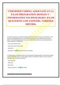 CERTIFIED CODING ASSOCIATE &lpar;CCA&rpar; EXAM PREPARATION DOMAIN V - INFORMATION TECHNOLOGIES&period; EXAM QUESTIONS AND ANSWERS&period; VERIFIED 2025&sol;2026&period;
