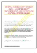 COMPTIA CYBERSECURITY ANALYST &lpar;CYSA&plus;&rpar; 2&period;0 VULNERABILITY MANAGEMENT&period; EXAM QUESTIONS AND ANSWERS&period; VERIFIED 2025&sol;2026&period;