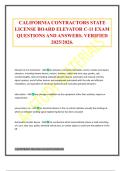 CALIFORNIA CONTRACTORS STATE LICENSE BOARD ELEVATOR C-11 EXAM QUESTIONS AND ANSWERS&period; VERIFIED 2025&sol;2026&period;