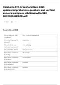 Oklahoma FFA Greenhand Quiz 2025 update&vert;comprehensive questions and verified answers &lpar;complete solutions&rpar; ASSURED SUCCESS&vert;GRADE A&plus;&excl;&excl;