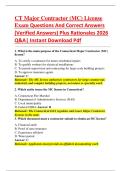CT Major Contractor &lpar;MC&rpar; License   Exam Questions And Correct Answers   &lpar;Verified Answers&rpar; Plus Rationales 2026   Q&A&vert; Instant Download Pdf   