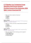 CT Pipeline Gas Technician Exam  Questions And Correct Answers  &lpar;Verified Answers&rpar; Plus Rationales 2026  Q&A&vert; Instant Download Pdf 