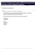 Critical Thinking and Logic-C168 Pre-Assessment questions with complete solutions