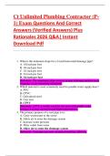 Ct Unlimited Plumbing Contractor &lpar;P 1&rpar; Exam Questions And Correct  Answers &lpar;Verified Answers&rpar; Plus  Rationales 2026 Q&A&vert; Instant  Download Pdf 