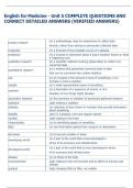 English for Medicine - Unit 5 COMPLETE QUESTIONS AND  CORRECT DETAILED ANSWERS &lpar;VERIFIED ANSWERS&rpar;