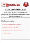 APEA Pre-Predictor 2025/2026 (Actual Exam) – 850+ Questions with Correct Answers & Rationales | Complete NP Board Exam Study Guide ||Complete A+ Guide