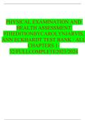 PHYSICAL EXAMINATION AND HEALTH ASSESSMENT 9THEDITIONBYCAROLYNJARVIS&comma; ANN ECKHARDT TEST BANK &sol; ALL CHAPTERS 1-32&sol;FULLCOMPLETE2023&sol;2024 