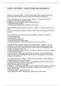 NURS 140 EXAM 1 QUESTIONS AND ANSWERS