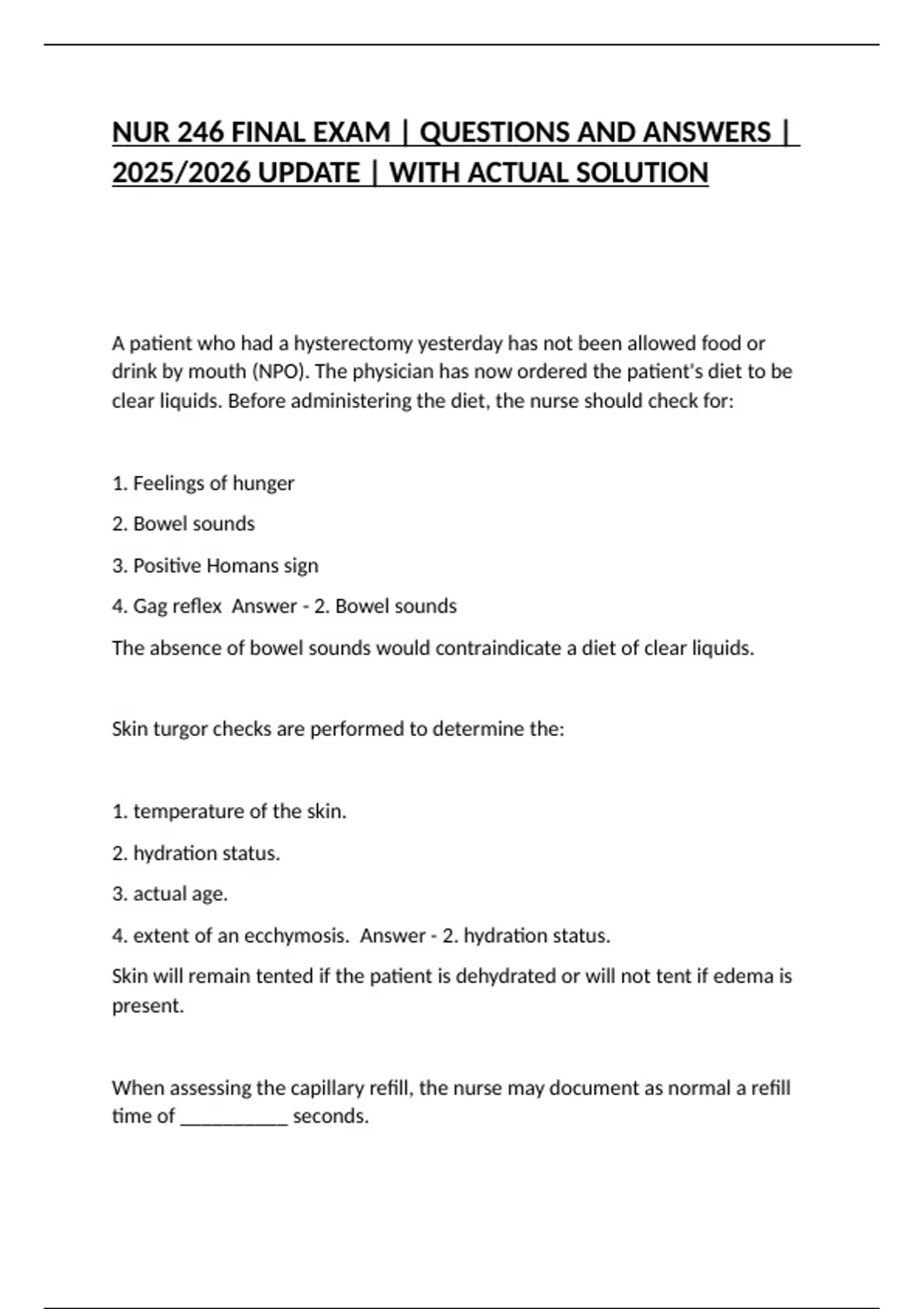 NUR 246 FINAL EXAM | QUESTIONS AND ANSWERS | 2025/2026 UPDATE | WITH ...