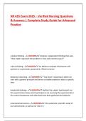 NR 435 Exam 2025 &ndash; Verified Nursing Questions  & Answers &vert; Complete Study Guide for Advanced  Practice