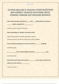 Certified Specialist in Pediatrics EXAM QUESTIONS AND CORRECT DETAILED SOLUTIONS LATEST UPDATED VERSION JUST RELEASED RECENTLY