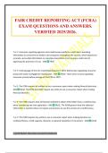 FAIR CREDIT REPORTING ACT &lpar;FCRA&rpar; EXAM QUESTIONS AND ANSWERS&period; VERIFIED 2025&sol;2026&period;