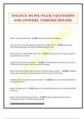 FINANCE 301 PSU EXAM 3 QUESTIONS AND ANSWERS&period; VERIFIED 2025&sol;2026&period;