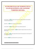 FUNDAMENTALS OF NURSING FINAL EXAM QUESTIONS AND ANSWERS&period; VERIFIED 2025&sol;2026&period;