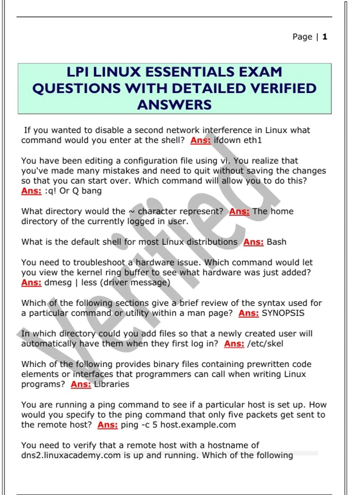 LPI LINUX ESSENTIALS EXAM QUESTIONS WITH DETAILED VERIFIED ANSWERS ...