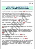 MATH EXAM QUESTIONS WITH  DETAILED VERIFIED ANSWERS