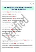 MCAT QUESTIONS WITH DETAILED  VERIFIED ANSWERS