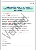 MEDICATION AIDE STATE TEST  QUESTIONS WITH DETAILED VERIFIED  ANSWERS 