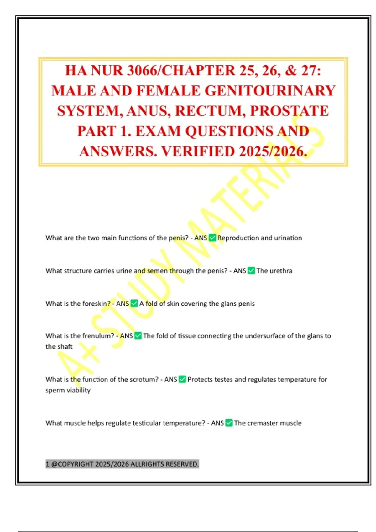 Prostate Questions Pdf HA NUR 3066/CHAPTER 25, 26, & 27: MALE AND FEMALE GENITOURINARY SYSTEM ...