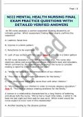 N322 MENTAL HEALTH NURSING FINAL  EXAM PRACTICE QUESTIONS WITH  DETAILED VERIFIED ANSWERS 