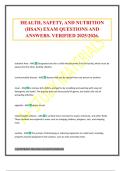 HEALTH&comma; SAFETY&comma; AND NUTRITION &lpar;HSAN&rpar; EXAM QUESTIONS AND ANSWERS&period; VERIFIED 2025&sol;2026&period;